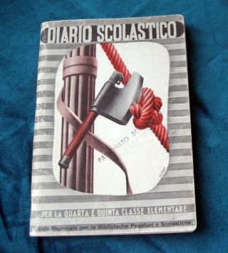 Wwii Italy Italian Fascist 1941 - 42 School Daily Diary With Quotes & Drawings