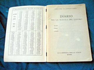 WWII ITALY ITALIAN FASCIST 1941 - 42 SCHOOL DAILY DIARY WITH QUOTES & DRAWINGS 3
