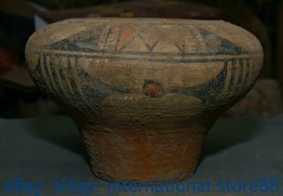 9.  6 " Old Chinese Neolithic Hongshan Dadiwan Pottery Painting Fish Line Jar