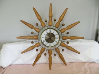 Vintage Seth Thomas Mid - Century Modern Atomic Sputnik Starburst Wall Clock 3