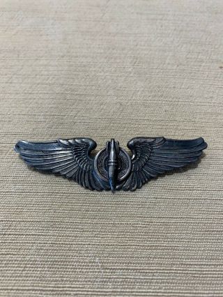 Ww2 Sterling Silver Bombardier Air Force Wings Pin