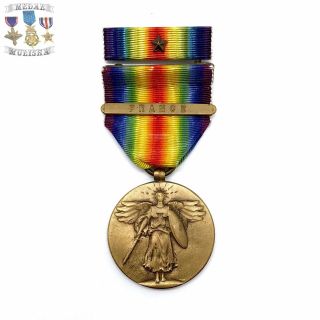 Wwi U.  S.  Army Victory Medal France Clasp Full Wrap Brooch Bronze Star Ribbon Bar