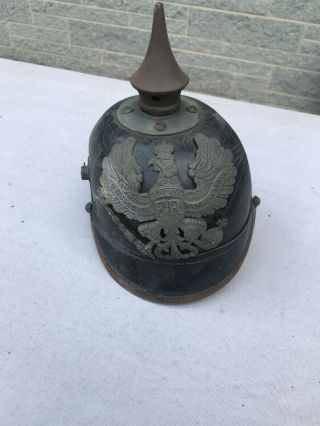 Ww1 German Spiked Helmet With Plate (d441