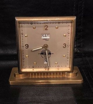 Vintage Imhof Swiss Art Deco Desk Clock With Day & Date
