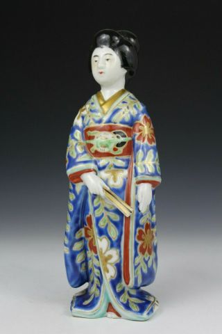 Rare Japanese Kutani Imari Meiji Porcelain Figure Of A Geisha