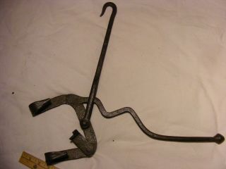 RARE Circa 1700 ' s Kettle Tilter,  wrought iron not cast, 4