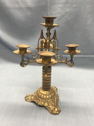 Pair Antique BRONZE / BRASS Candelabra ' s Ornate Great Patina (A7) 8