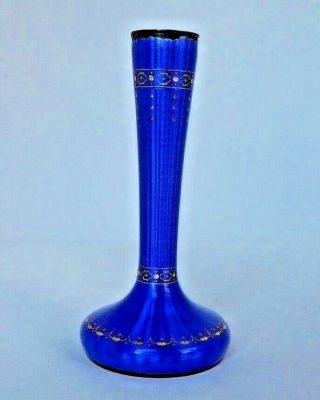 David Andersen Guilloche Enamel Silver 925 Gold Ornated Vase Norwegian Design