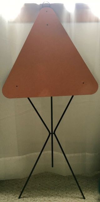 VTG 1950 ' S MCM ATOMIC FORMICA TRIPOD SIDE TABLE PLANT STAND RARE PINK 5