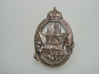 Canada Ww1 Cef Cap Badge The 113th Battalion Lethbridge Highlanders Pipers Sp