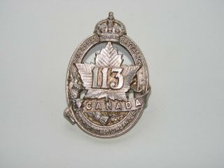 Canada WW1 CEF Cap Badge The 113th Battalion Lethbridge Highlanders Pipers SP 2