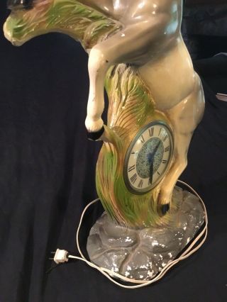 Vintage Chalk Ware Horse Clock From Rolling Rock Beer Headquarters Lobby 3