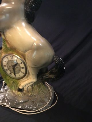 Vintage Chalk Ware Horse Clock From Rolling Rock Beer Headquarters Lobby 4