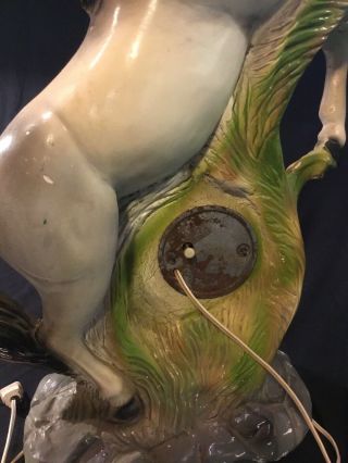 Vintage Chalk Ware Horse Clock From Rolling Rock Beer Headquarters Lobby 6