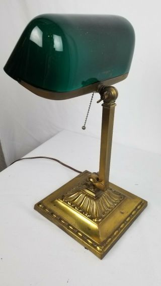 Antique Art Deco Emeralite Bankers Desk Lamp