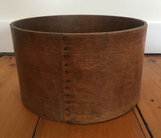 Early Antique Primitive Round Wood Dry Measure Pantry Box 11.  5 X 6.  5