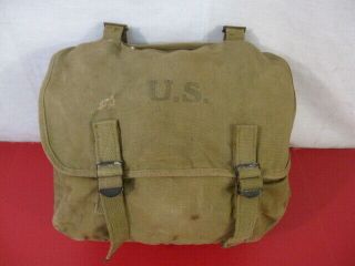 Wwii Era Us Army/usmc M1936 Canvas Musette Bag Or Pack Khaki Color - Dtd 1943 3