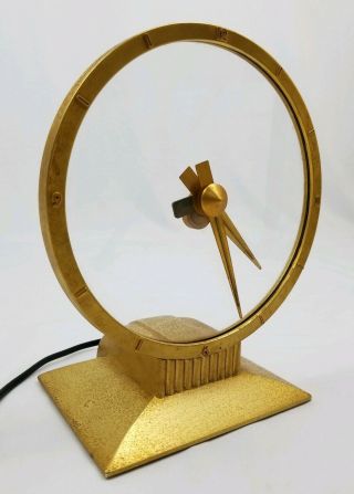 Mid - Century Jefferson Golden Hour Mystery Clock Art Deco Floating Hands