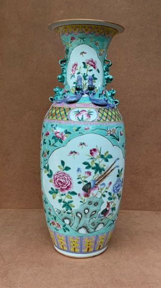 Antique Nyonyaware Straits Chinese Peranakan Phoenix Vase 2