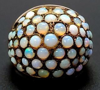 Antique 19th Century Victorian 14k Gold & Opal Dome Ring - Sz 5