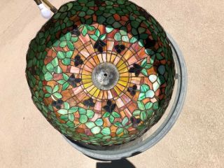 Antique Chicago Mosaic Cherry Tree Shade on a Tree Trunk Base 10