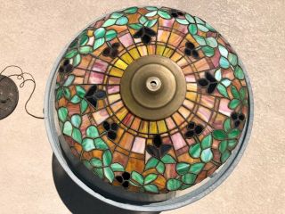 Antique Chicago Mosaic Cherry Tree Shade on a Tree Trunk Base 11