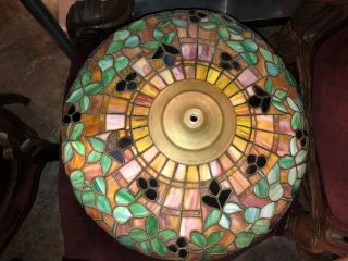 Antique Chicago Mosaic Cherry Tree Shade on a Tree Trunk Base 8