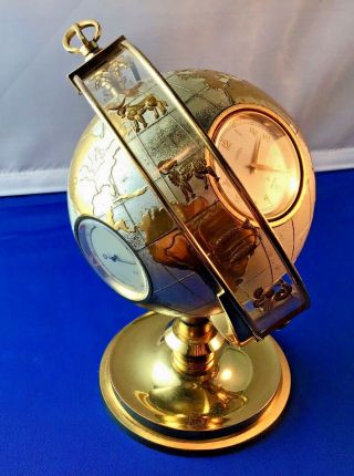 Angelus Swiss Brass World Globe Clock Weather Station 8 - Day As - Is/repair