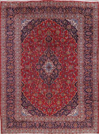 Vintage Traditional Floral Persian Oriental Hand - Knotted 10x14 Red Wool Area Rug