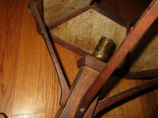 Antique Mission Oak American Arts & Crafts W.  B.  Brown Slag Glass Wood Table Lamp 12