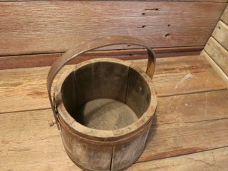 VINTAGE PRIMITIVE RARE WOODEN BUCKET WOOD DECOR 3