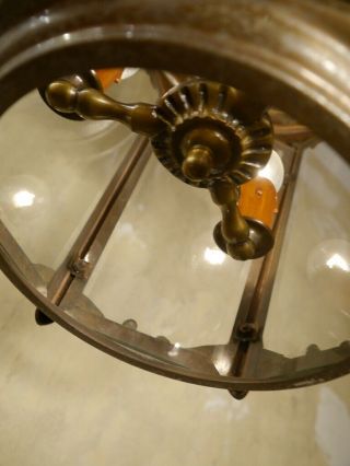 ANTIQUE BRONZE HANGING LANTERN CHANDELIER LAMP FOYER BRASS LUSTRE OLD 5