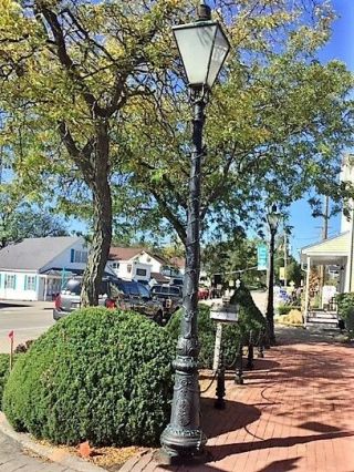 Vintage Ornate Black Cast Iron Light Poles And Bollards With Chains