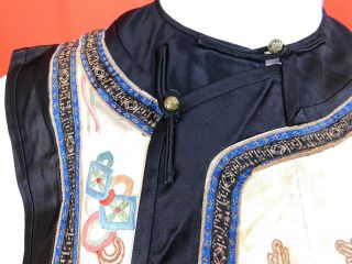 Antique Chinese Silk Embroidered Forbidden Stitch Semi Formal Vest Robe Jacket 2