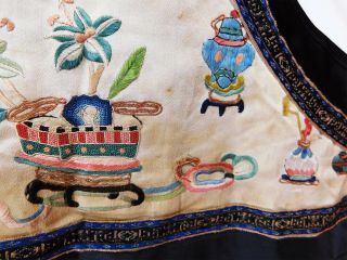 Antique Chinese Silk Embroidered Forbidden Stitch Semi Formal Vest Robe Jacket 8