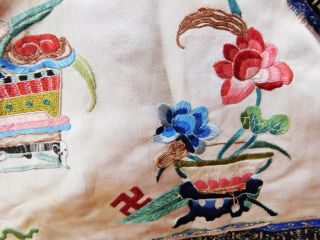 Antique Chinese Silk Embroidered Forbidden Stitch Semi Formal Vest Robe Jacket 9