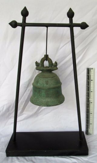 Superp 18th.  C Mandalay Bronze Buddhist Temple Bell & Stand