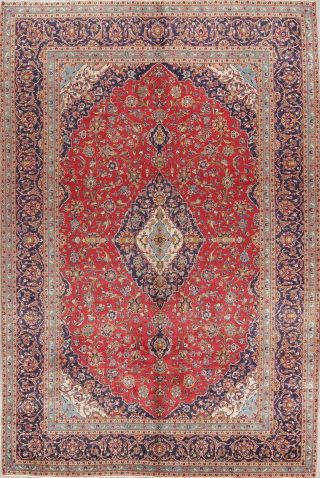 Antique Traditional Floral Kaashaan Persian Oriental Area Rug 9x14 Hand Knotted