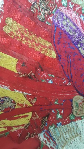 Antique Chinese Qing Dynasty Hand Embroidered Silk Size 53 