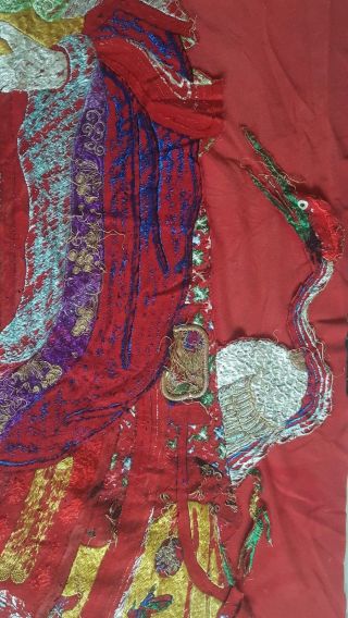 Antique Chinese Qing Dynasty Hand Embroidered Silk Size 53 
