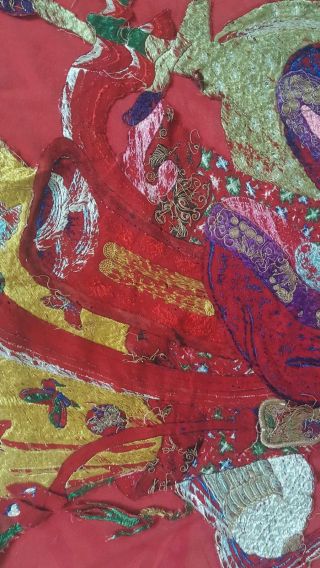 Antique Chinese Qing Dynasty Hand Embroidered Silk Size 53 