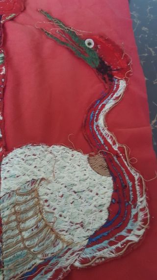 Antique Chinese Qing Dynasty Hand Embroidered Silk Size 53 