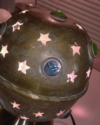 Antique French Parisian brass cabochons lamp shade mystery 1900 steampunk décor 4
