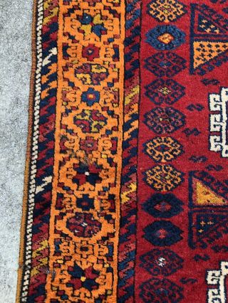 antique caucasian kazak rug 4x10 Bright Colors 12