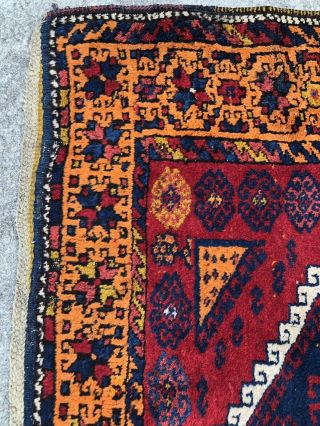 antique caucasian kazak rug 4x10 Bright Colors 2