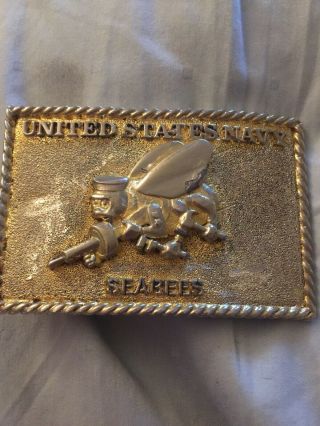 United States Navy Seabees Bee Gun Belt Buckle
