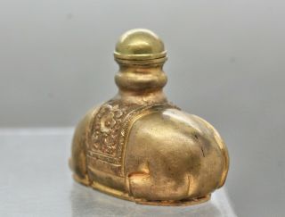 Spectacular Antique Chinese Heavily Gilded Reclining Elephant Snuff Bottle c1880 10
