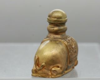 Spectacular Antique Chinese Heavily Gilded Reclining Elephant Snuff Bottle c1880 11