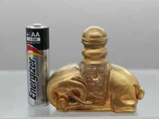 Spectacular Antique Chinese Heavily Gilded Reclining Elephant Snuff Bottle c1880 12
