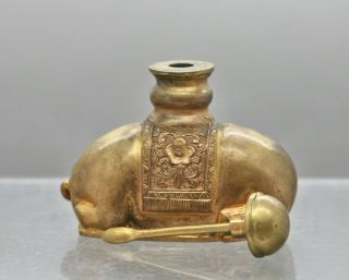 Spectacular Antique Chinese Heavily Gilded Reclining Elephant Snuff Bottle c1880 5